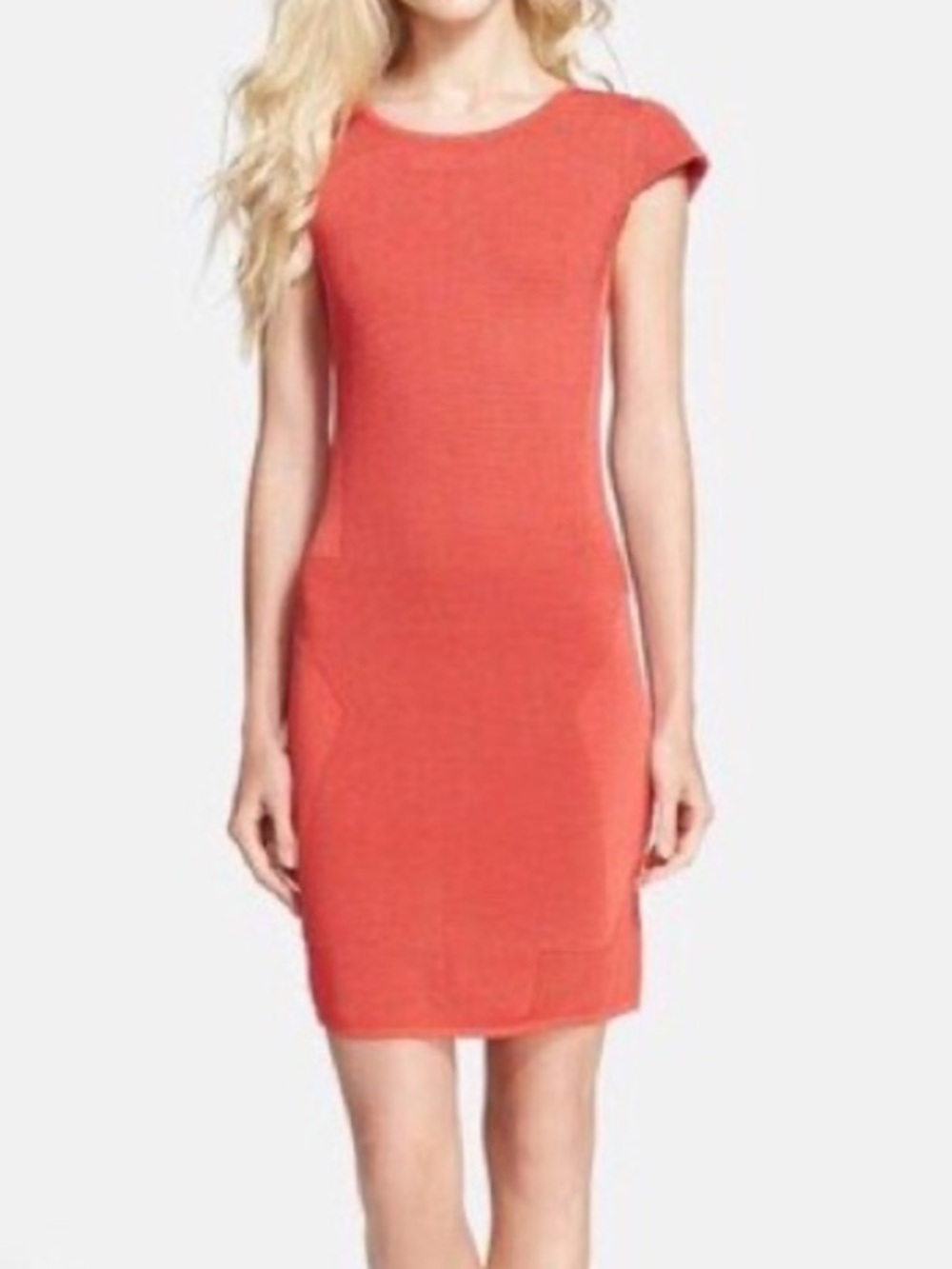 Parker Women’s Delilah textured knit bodycon mini dres M orange red zip back NEW